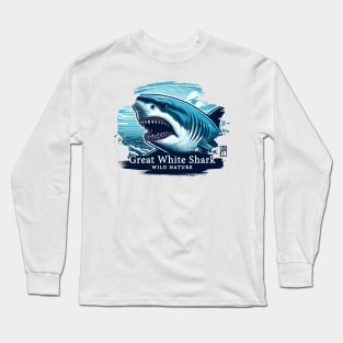 Great White Shark - WILD NATURE - GREAT WHITE SHARK -14 Long Sleeve T-Shirt